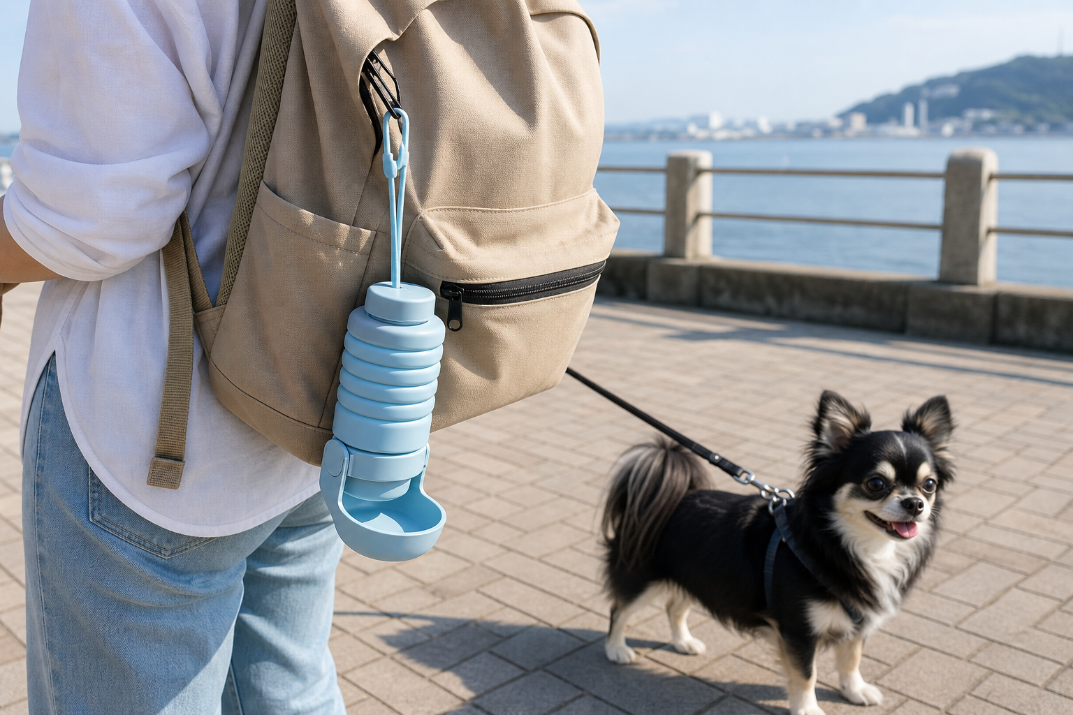 折りたたみシリコン携帯給水ボトル（カラビナ付）の紹介画像4