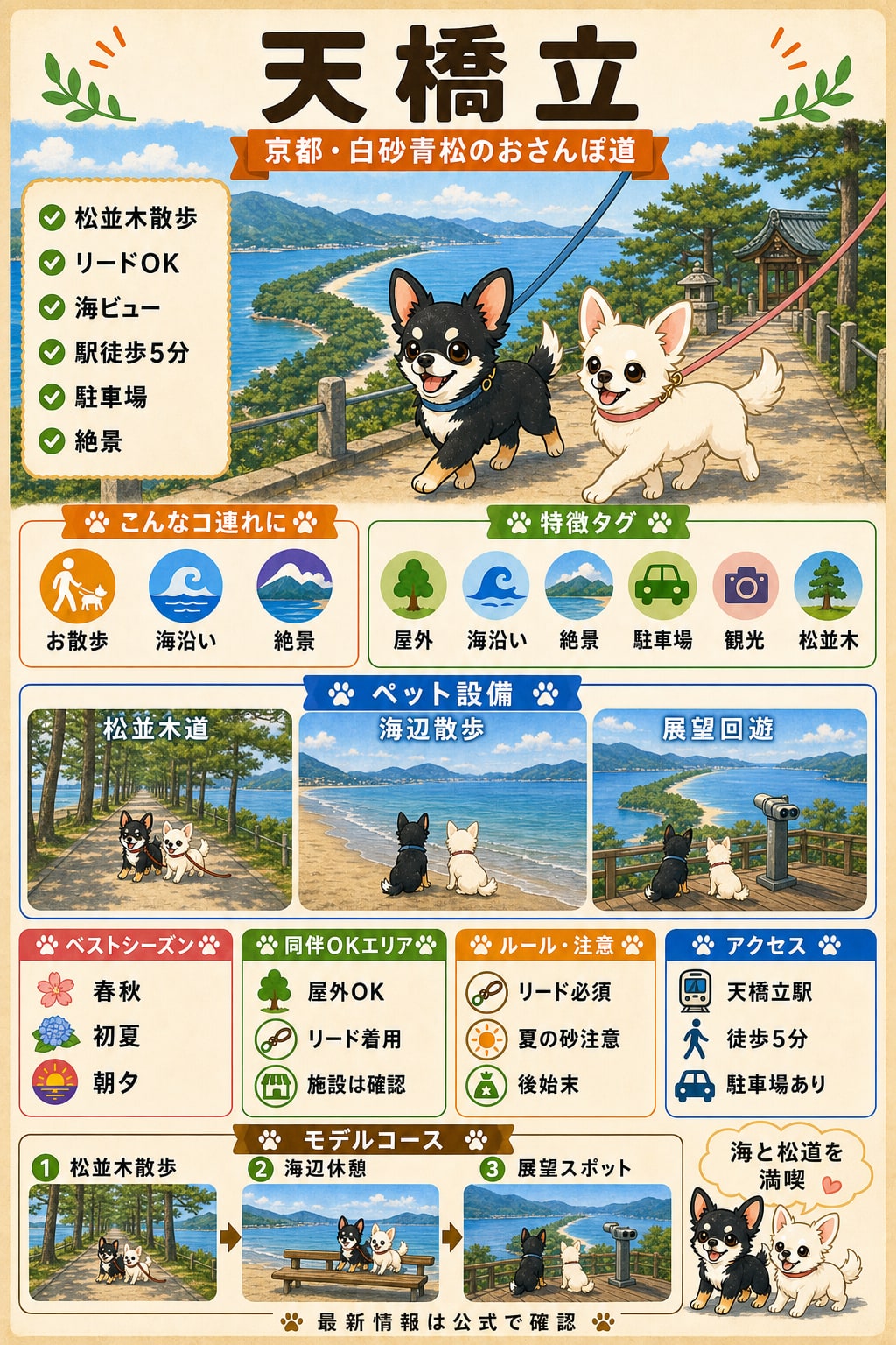 天橋立｜犬連れの要点まとめ（編集部作成）