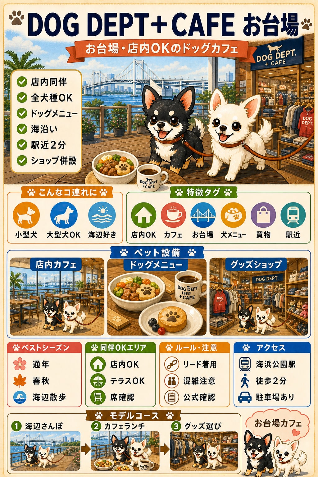 DOG DEPT＋CAFE お台場東京ビーチ店｜犬連れの要点まとめ（編集部作成）