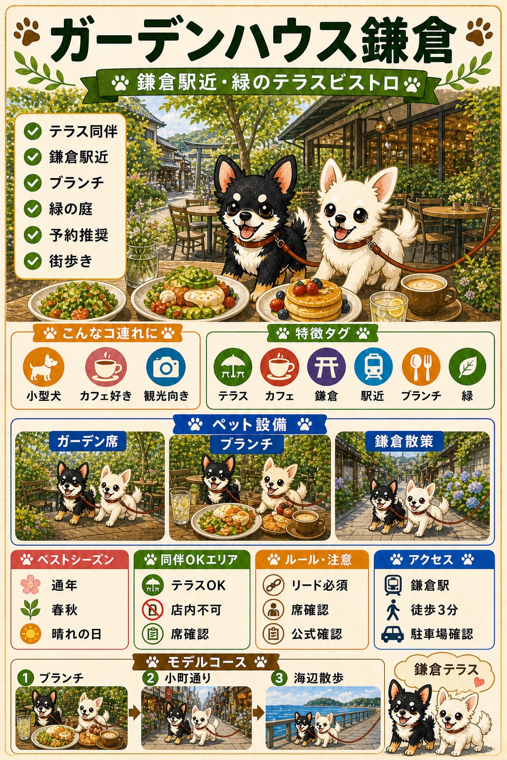 ガーデンハウス鎌倉｜犬連れの要点まとめ（編集部作成）