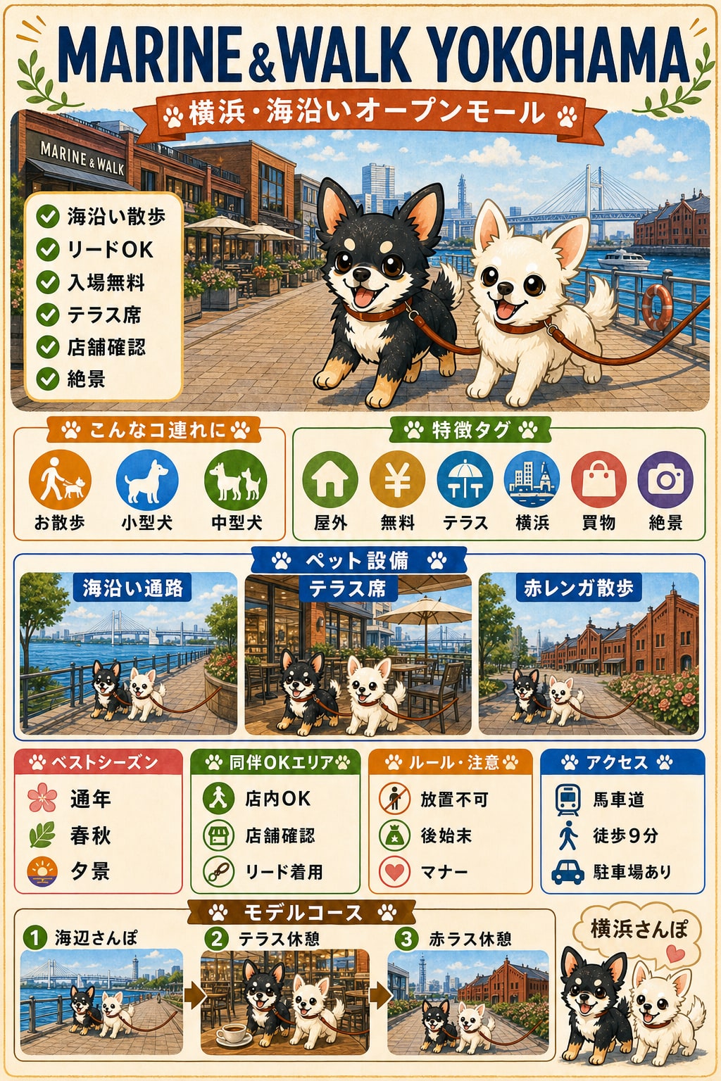MARINE & WALK YOKOHAMA｜犬連れの要点まとめ（編集部作成）
