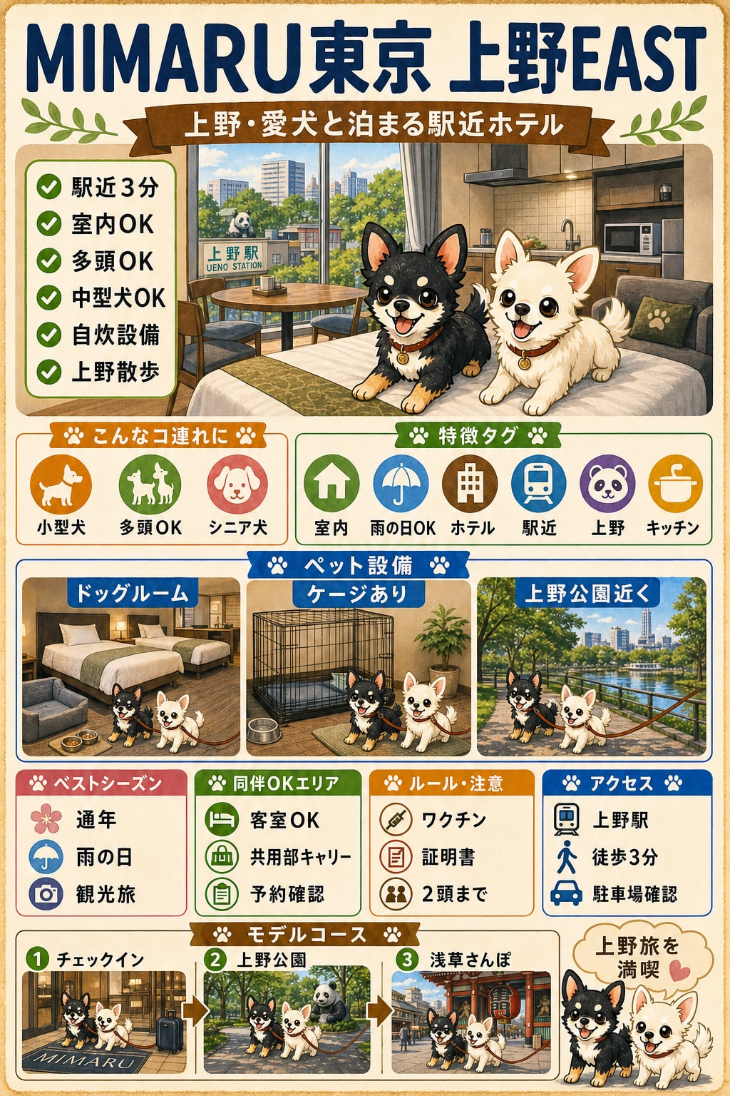MIMARU東京 上野EAST｜犬連れの要点まとめ（編集部作成）