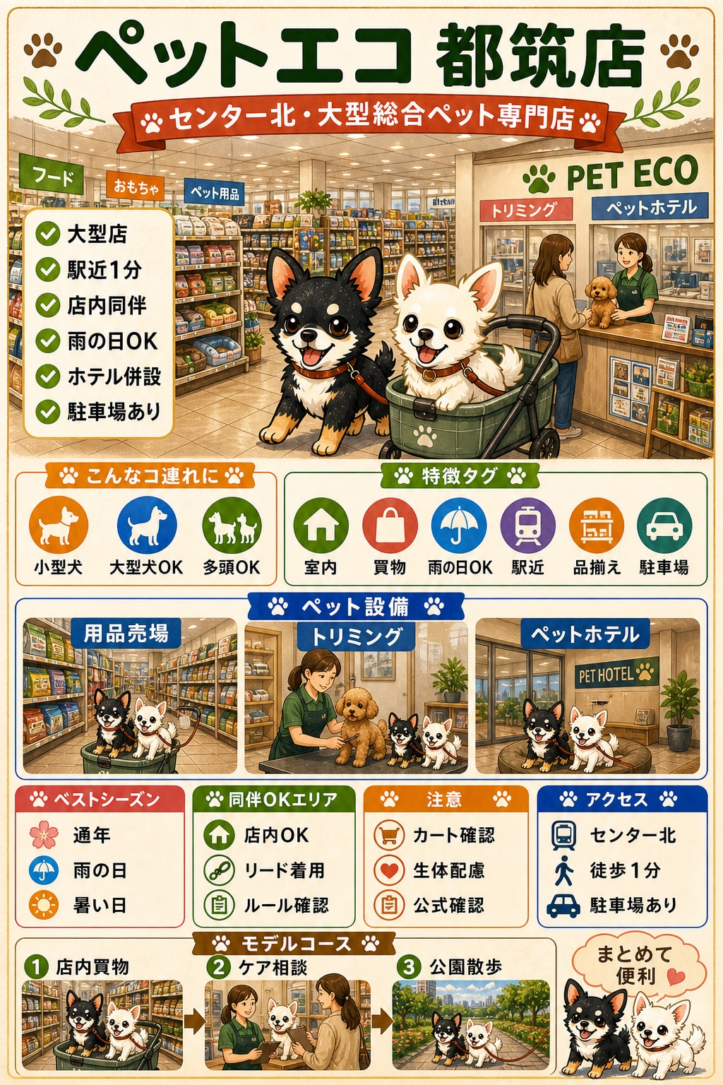 ペットエコ 都筑店｜犬連れの要点まとめ（編集部作成）