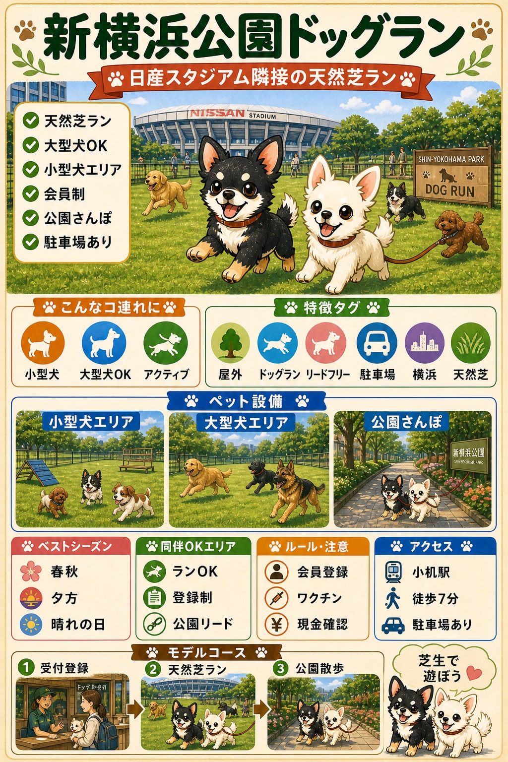 新横浜公園ドッグラン｜犬連れの要点まとめ（編集部作成）