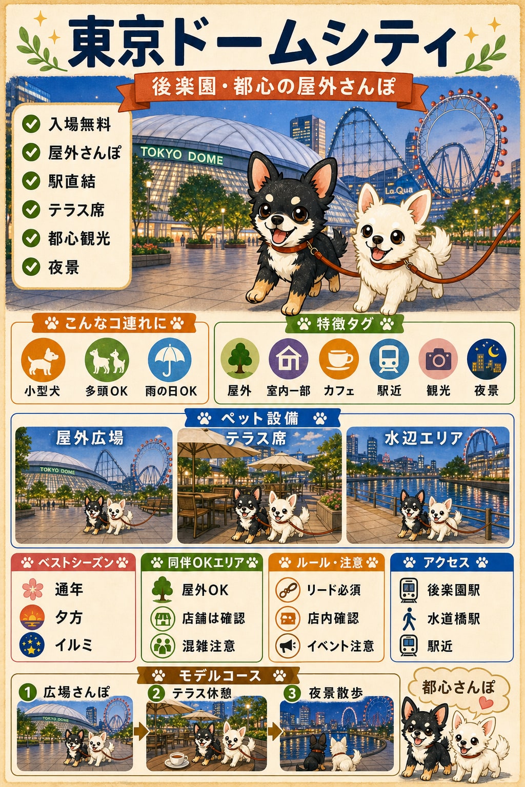 東京ドームシティ｜犬連れの要点まとめ（編集部作成）